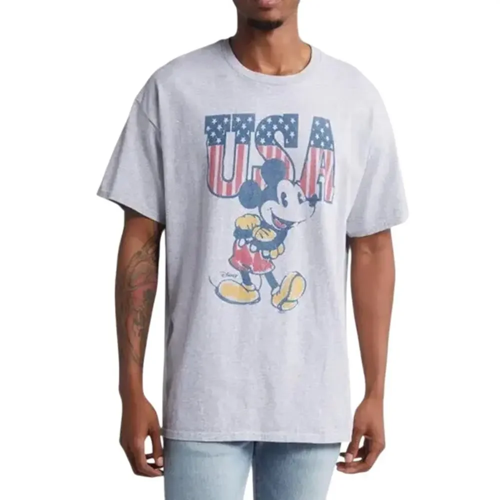 Junk Food Disney Mickey Mouse USA Patriotic White Casual Graphic T-Shirt L NWT - Picture 1 of 7